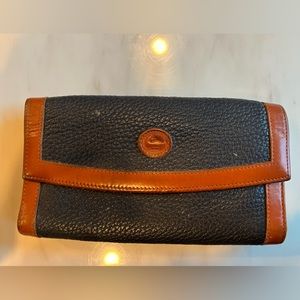 Vintage Dark blue Dooney & Bourke All Weather Pebbled Leather Checkbook Wallet